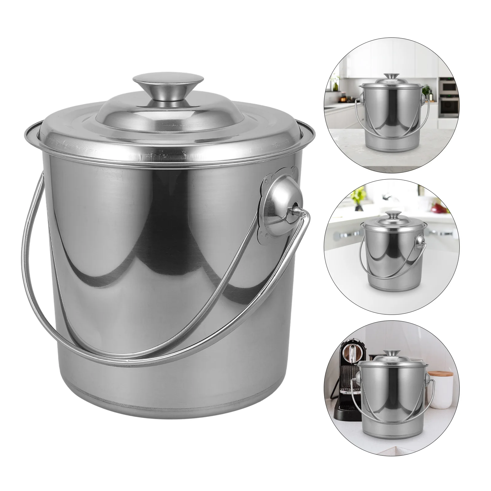 Stainless Steel Bucket 304 Material Large Capacity Handled Pail for Kitchen Rice Water Storage Container Phi20xH20cm Silver
Stainless Steel Bucket 304 Material Large Capacity Handled Pail for Kitchen Rice Water Storage Container Phi20xH20cm Silver