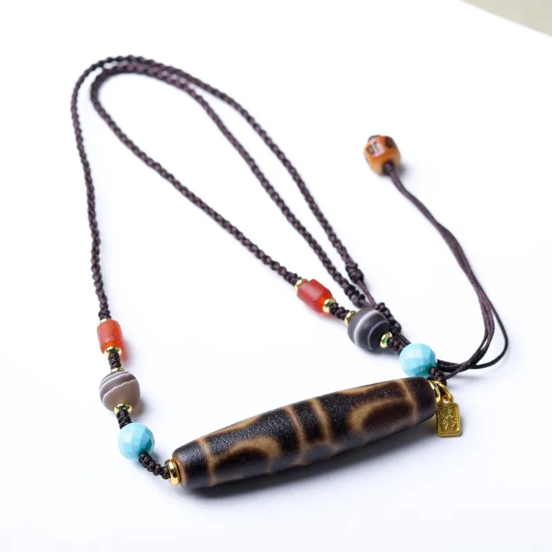 Handwoven Black Gold Treasure Bottle Dzi Bead Tibetan Necklace Ethnic Style Sweater Chain for Blessing and Good Luck Gifts
Handwoven Black Gold Treasure Bottle Dzi Bead Tibetan Necklace Ethnic Style Sweater Chain for Blessing and Good Luck Gifts