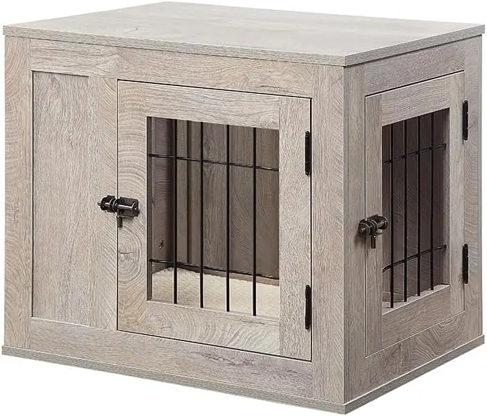 Modern Dog Crate End Table, Wire & Wood Pet Cage for Small Dogs, Cats, Rabbits, Grey
Modern Dog Crate End Table, Wire & Wood Pet Cage for Small Dogs, Cats, Rabbits, Grey