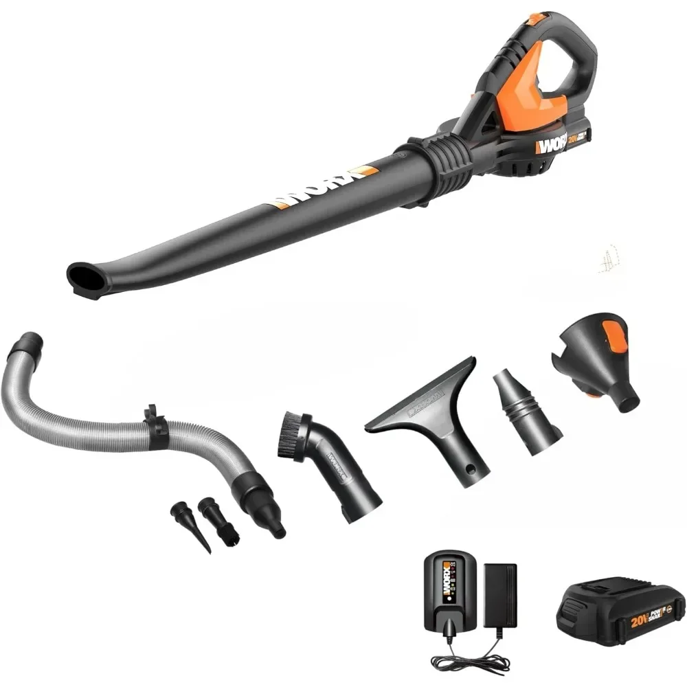 20V Cordless Blade Blower, Wind Speed Up To 120 MPH, Long Nozzle Design, 9X Cleaning Accessories, with Battery and Charger
20V Cordless Blade Blower, Wind Speed Up To 120 MPH, Long Nozzle Design, 9X Cleaning Accessories, with Battery and Charger