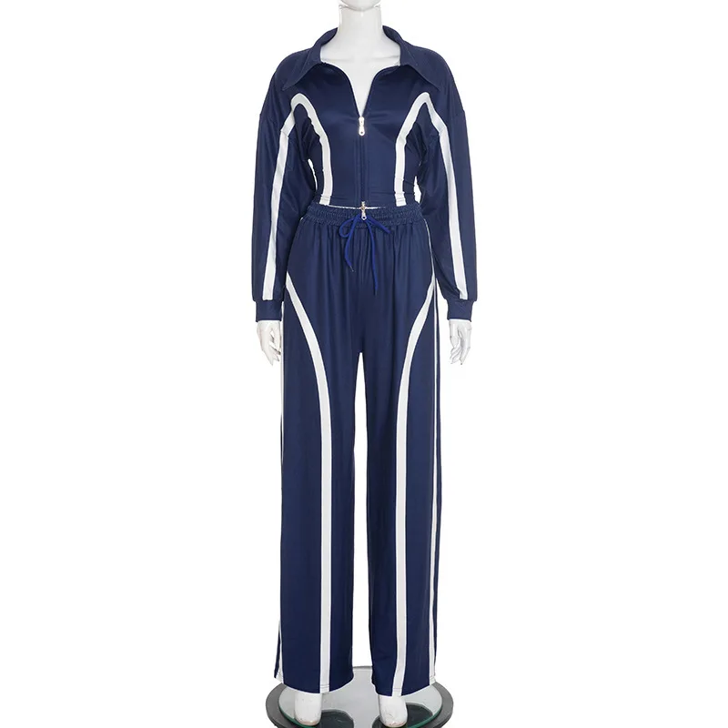Women Tracksuits Color Patchwork Casual Sporty 2 Piece Set Turn Down Collar Long Sleeve Zip-up Jacket Crop Tops + Wide Leg Pants
Women Tracksuits Color Patchwork Casual Sporty 2 Piece Set Turn Down Collar Long Sleeve Zip-up Jacket Crop Tops + Wide Leg Pants