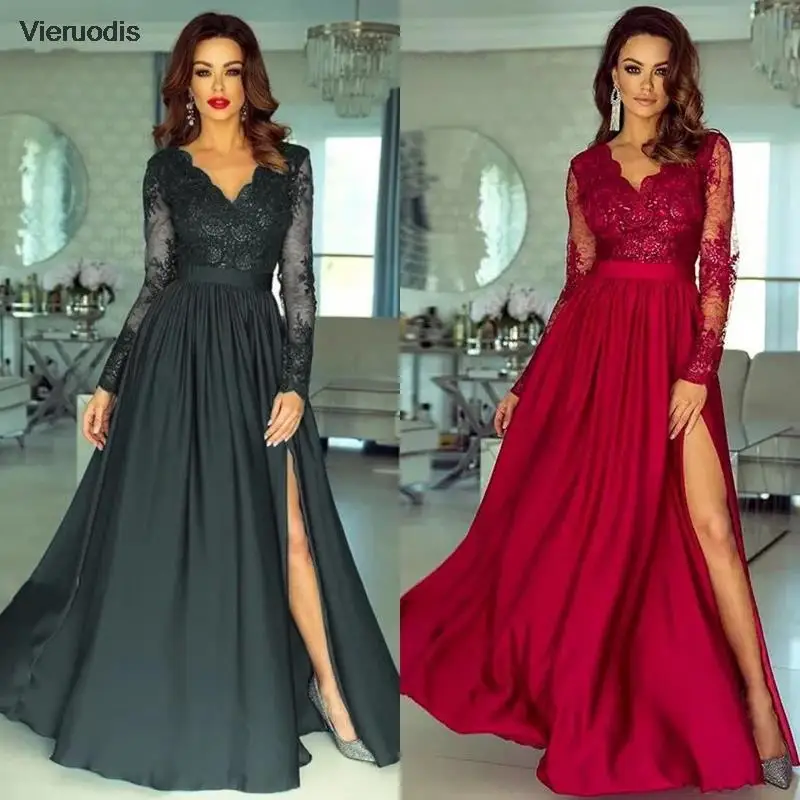 Вечерние платья с длинным рукавом и v-образным вырезом 2022, трапециевидное платье с разрезом по бокам, кружевные аппликации, атласное элегантное вечернее платье для выпускного вечера, Vestido De Noche
Вечерние платья с длинным рукавом и v-образным вырезом 2022, трапециевидное платье с разрезом по бокам, кружевные аппликации, атласное элегантное вечернее платье для выпускного вечера, Vestido De Noche
