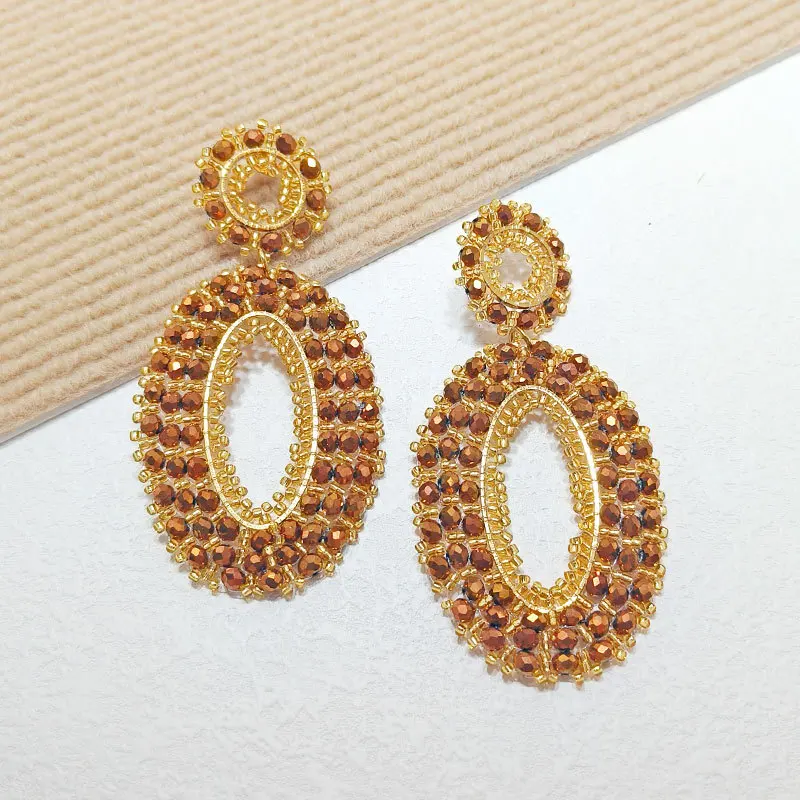 Beaded earrings Ellipsoid Crystal Originality Hand knitting Bohemia Alloy Tide Simple Retro Rice bead earrings
Beaded earrings Ellipsoid Crystal Originality Hand knitting Bohemia Alloy Tide Simple Retro Rice bead earrings