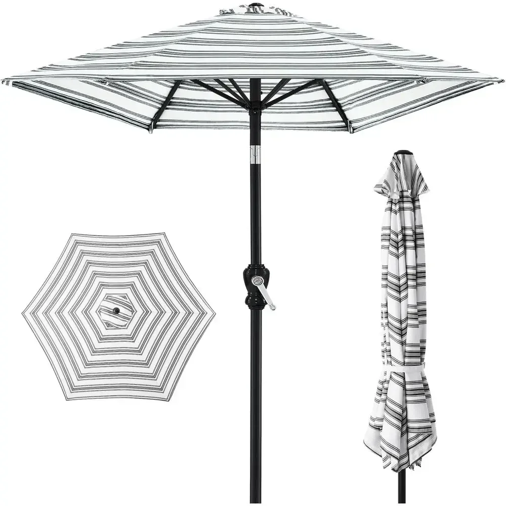 10 Ft. Outdoor Patio Umbrella with Crank and Push Button Tilt, Striped Black Polyester, Table-Friendly
10 Ft. Outdoor Patio Umbrella with Crank and Push Button Tilt, Striped Black Polyester, Table-Friendly