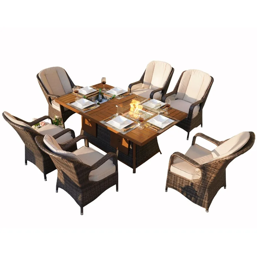 Direct Wicker 7 PCS Patio Gas Firepit and Ice Container Rectangle Dining Set with 6 Standard Height Chairs
Direct Wicker 7 PCS Patio Gas Firepit and Ice Container Rectangle Dining Set with 6 Standard Height Chairs
