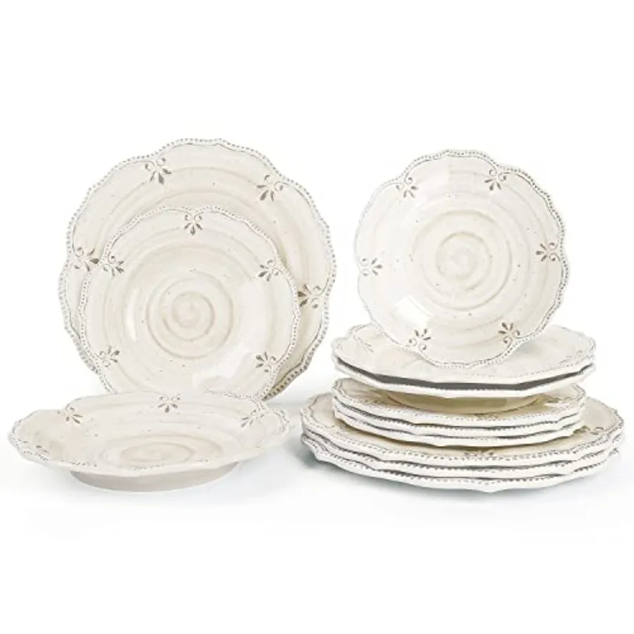 Dinnerware Sets 12 pcs Plates and Bowls Sets Melamine Plates Indoor and Outdoor use French Court Style Dish Set Plate Set for 4
Dinnerware Sets 12 pcs Plates and Bowls Sets Melamine Plates Indoor and Outdoor use French Court Style Dish Set Plate Set for 4
