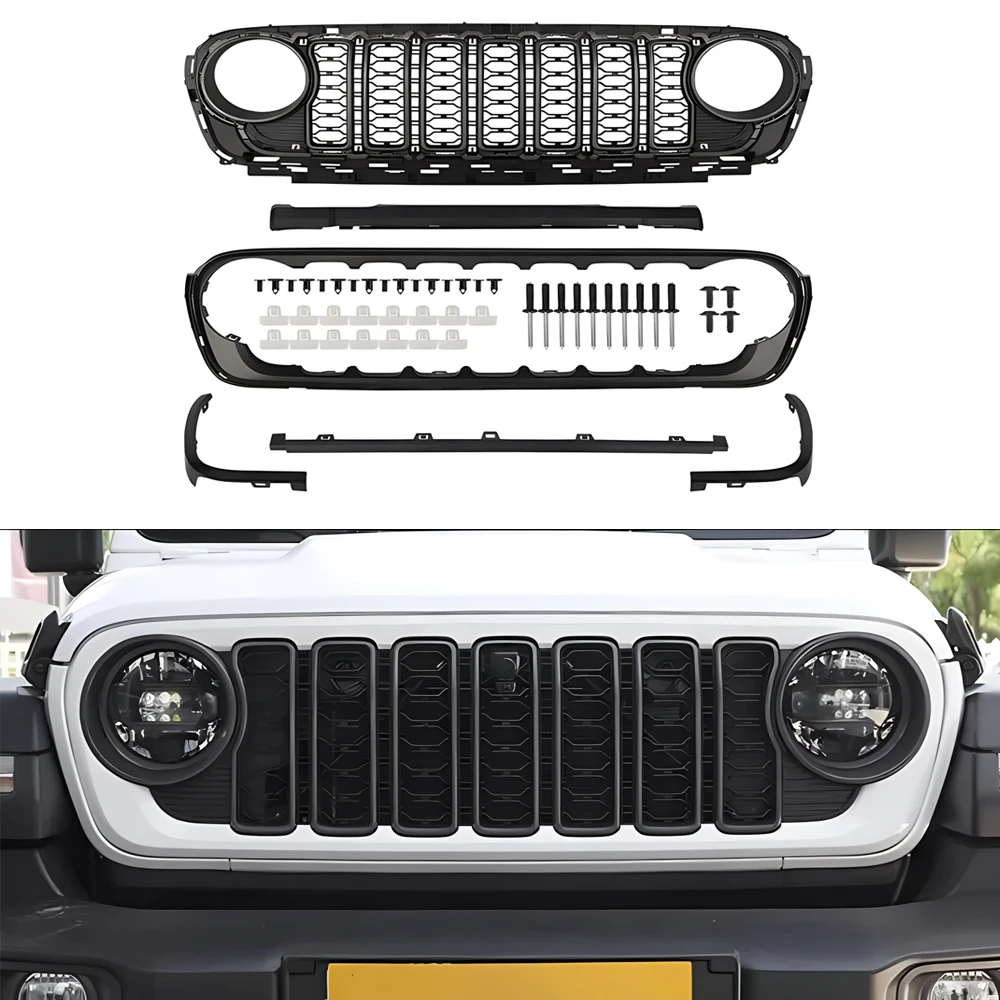 Верхняя решетка для Jeep Wrangler JL JT 2018-2024, передний бампер, решетка для капота, глянцевая черная решетка с Сотами, автомобильные аксессуары
Верхняя решетка для Jeep Wrangler JL JT 2018-2024, передний бампер, решетка для капота, глянцевая черная решетка с Сотами, автомобильные аксессуары