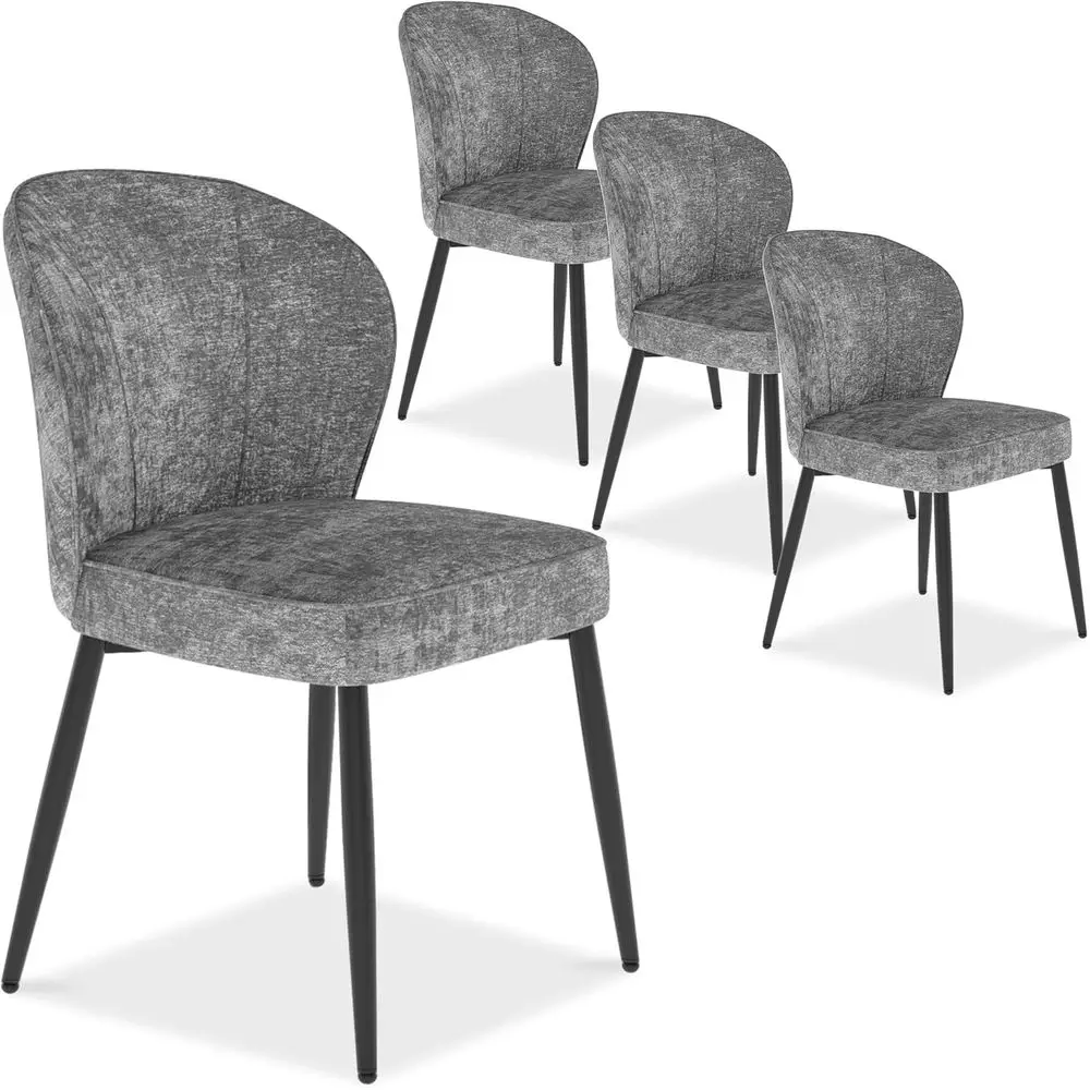 Set of 4 Grey Upholstered Dining Chairs with Curved Backrest and Padded Seat for Kitchen or Dining Room
Set of 4 Grey Upholstered Dining Chairs with Curved Backrest and Padded Seat for Kitchen or Dining Room