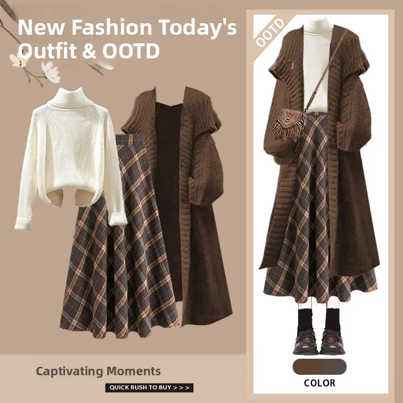 Осень-зима, вязаный открытый кардиган кофейного цвета, утягивающий топ с клетчатой юбкой, женский модный топ с высокой талией, средняя...
Осень-зима, вязаный открытый кардиган кофейного цвета, утягивающий топ с клетчатой юбкой, женский модный топ с высокой талией, средняя...