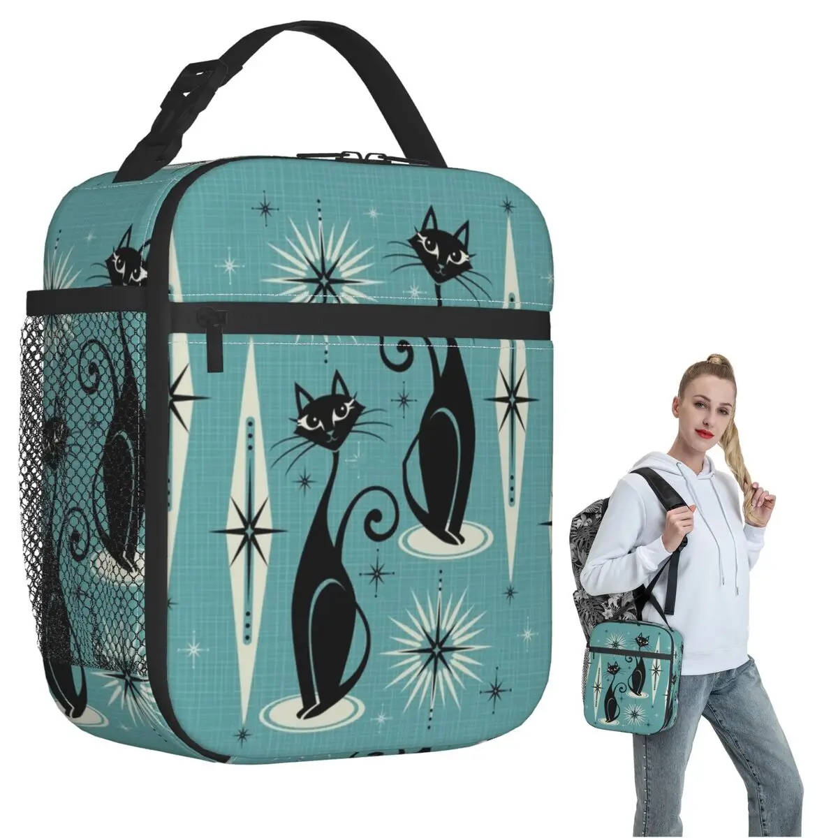 Mid Century Meow On Blue Insulated Lunch Bag for Women Children Portable Food Boxes Thermal Lunch Box Tote
Mid Century Meow On Blue Insulated Lunch Bag for Women Children Portable Food Boxes Thermal Lunch Box Tote