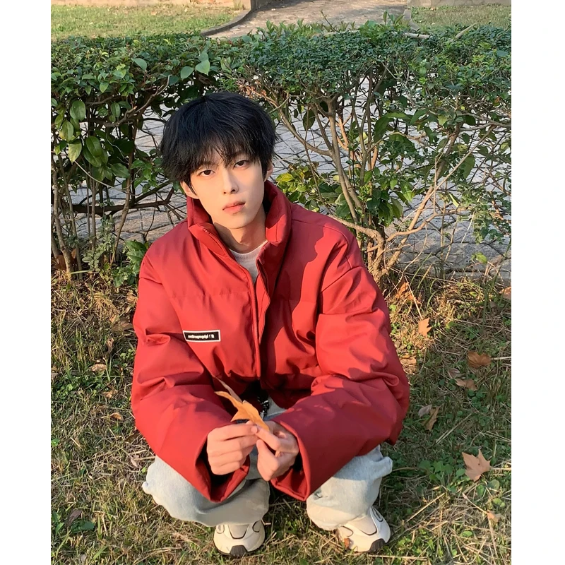 Thiened Red down Cotton Jaet Men's Winter American Retro Detachable Patchwork Stand Collar Double-Sided Outerwear
Thiened Red down Cotton Jaet Men's Winter American Retro Detachable Patchwork Stand Collar Double-Sided Outerwear