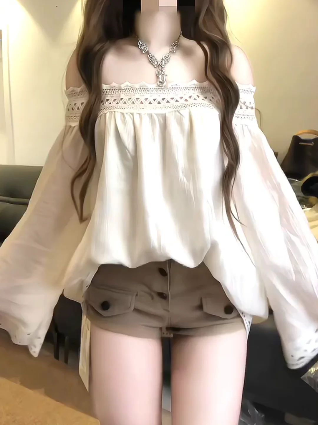 Sexy Spicy Girl Retro Lace Trim Hollow out Long Sleeve One Shoulder Top And Short Pants Two Piece Set Spring Pure Desire
Sexy Spicy Girl Retro Lace Trim Hollow out Long Sleeve One Shoulder Top And Short Pants Two Piece Set Spring Pure Desire