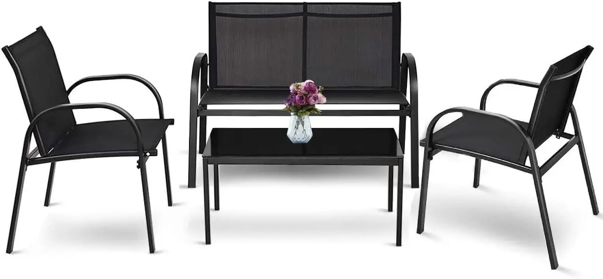 4 Pieces Patio Furniture Outdoor Garden Patio Table Set Poolside Lawn Chairs with Glass Coffee Table
4 Pieces Patio Furniture Outdoor Garden Patio Table Set Poolside Lawn Chairs with Glass Coffee Table