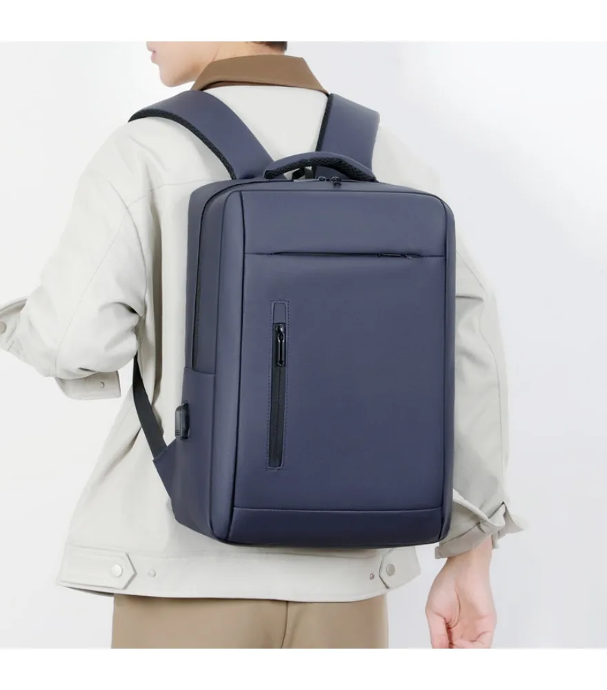 Navy office backpack with dual front zipper pockets built in side USB port scratch resistant surface reinforced bottom suitable
Navy office backpack with dual front zipper pockets built in side USB port scratch resistant surface reinforced bottom suitable