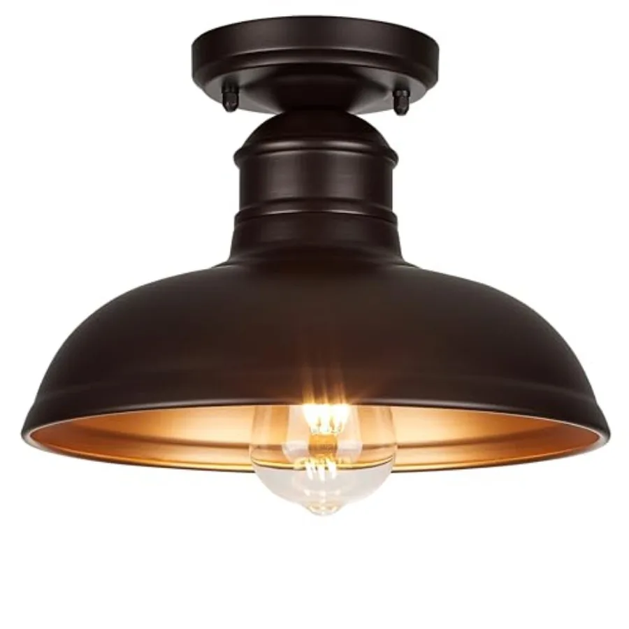 10" Semi Flush Mount Ceiling Light, Oil Rubbed Bronze Industrial Barn Shade with Gold Interior, 1-Light Bowl Fixture for Kitche
10" Semi Flush Mount Ceiling Light, Oil Rubbed Bronze Industrial Barn Shade with Gold Interior, 1-Light Bowl Fixture for Kitche