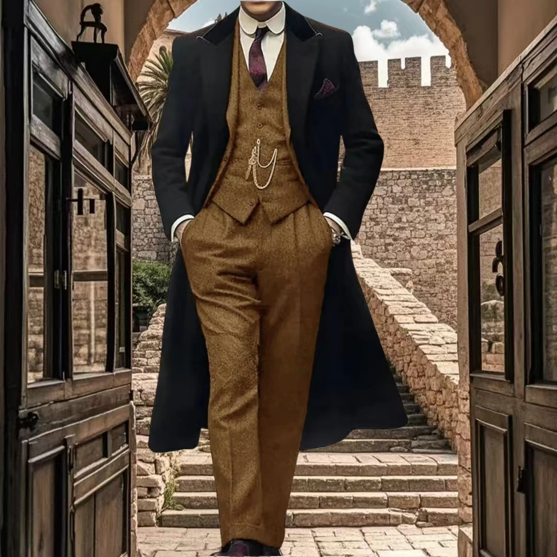 Men's 4 Pieces Tweed Plaid Suit Coat formal jacket with peak lapel for celebrities Elegant man suit Herringbone suit set
Men's 4 Pieces Tweed Plaid Suit Coat formal jacket with peak lapel for celebrities Elegant man suit Herringbone suit set