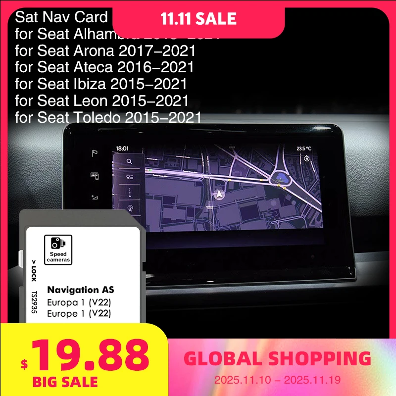 AS V22 Suitable for Seat Accessories GPS Navigation 32GB Memory SD Card Map Coverage Europe England Switzland Netherlands Spain
AS V22 Suitable for Seat Accessories GPS Navigation 32GB Memory SD Card Map Coverage Europe England Switzland Netherlands Spain