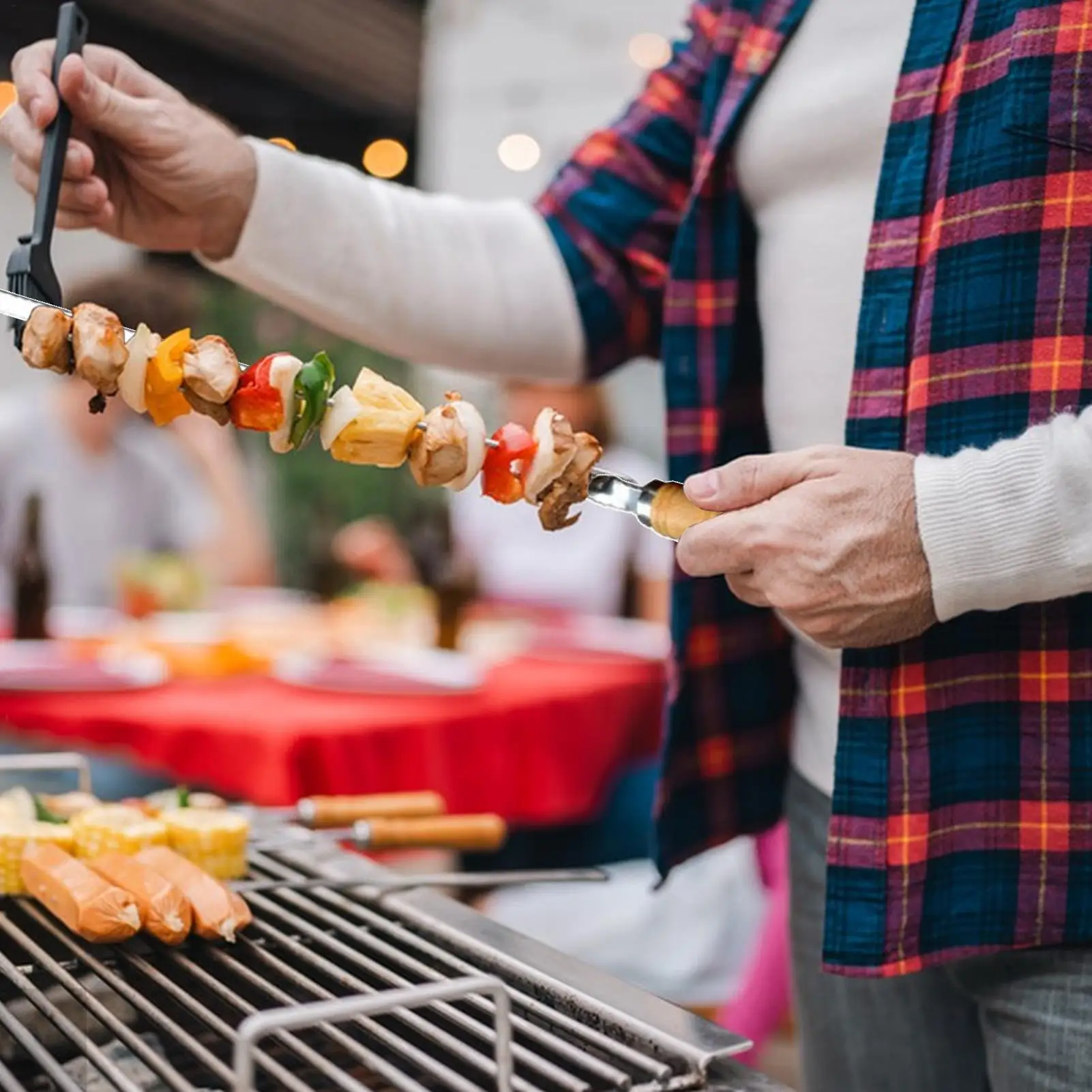 Kebab Skewers Grilling Bbq Skewers 6 Pieces Stainless Steel Long Reusable Flat Bbq Tools For Camping Vegetable Cooking Skewering
Kebab Skewers Grilling Bbq Skewers 6 Pieces Stainless Steel Long Reusable Flat Bbq Tools For Camping Vegetable Cooking Skewering