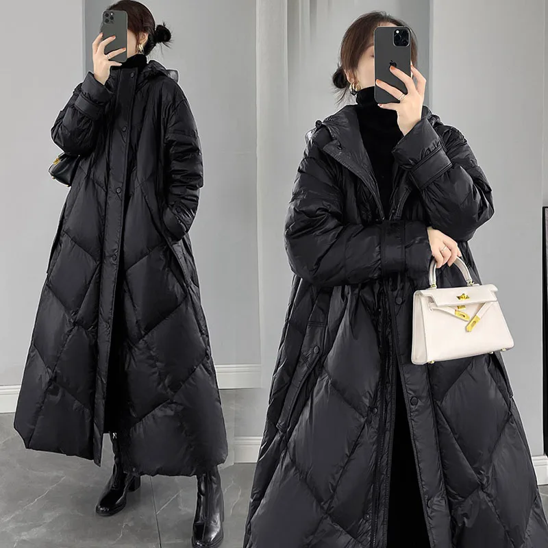 New High-end Women's Winter Thick Warm Down Jacket Long Black Hooded Parker Overcoat Female Loose Snow 90% White Duck Down Coat
New High-end Women's Winter Thick Warm Down Jacket Long Black Hooded Parker Overcoat Female Loose Snow 90% White Duck Down Coat