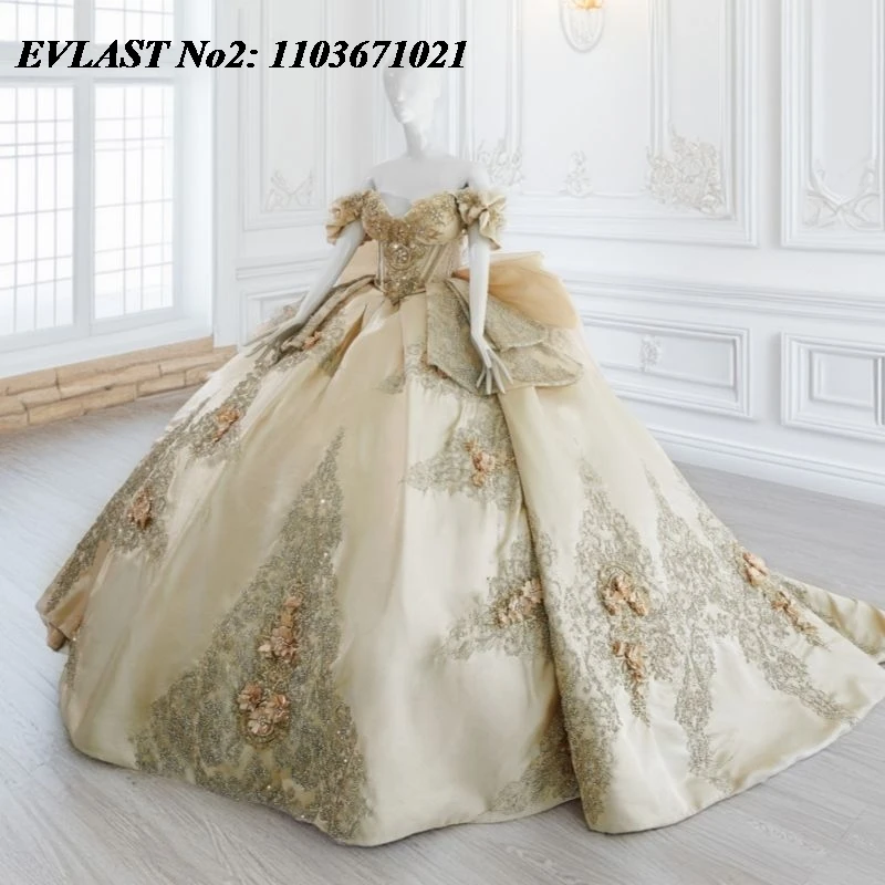EVLAST Customized Mexico Champagne Qinceanera Dress Ball Gown Gold Floral Applique Beading Sweet 16 Vestidos 15 Anos E2QA321
EVLAST Customized Mexico Champagne Qinceanera Dress Ball Gown Gold Floral Applique Beading Sweet 16 Vestidos 15 Anos E2QA321