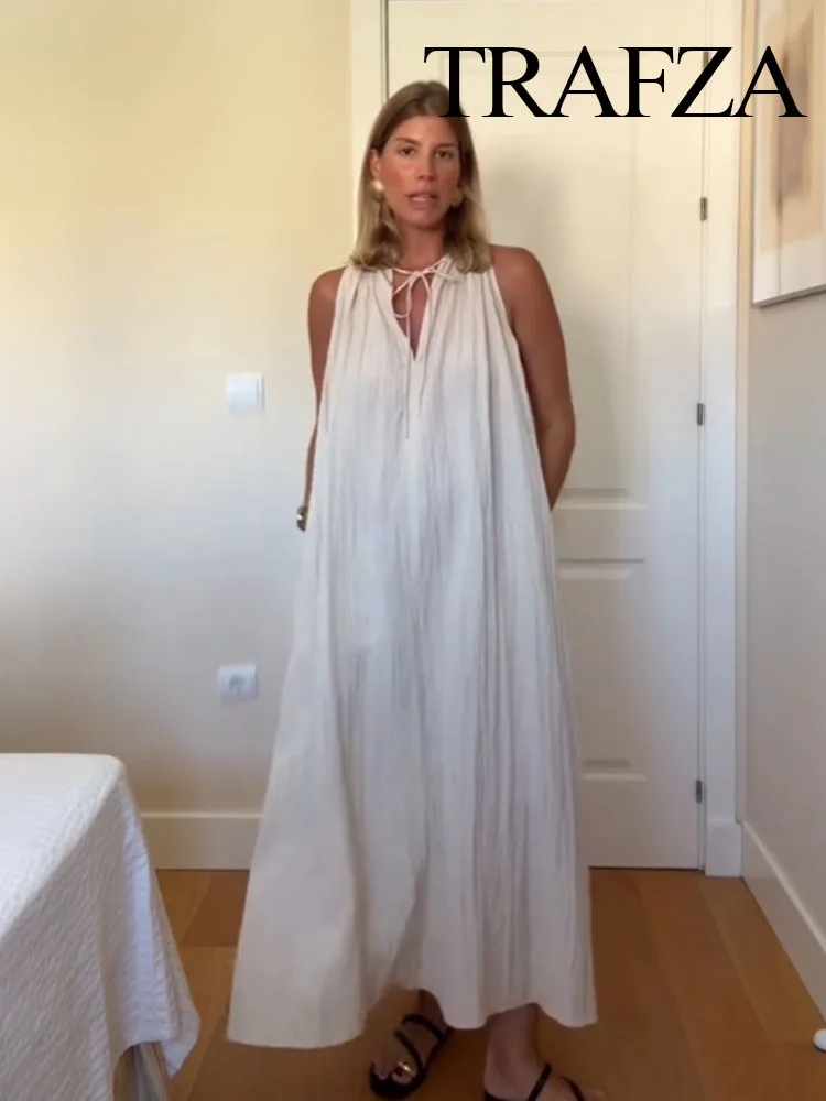 HH Women's Summer New Solid V-Neck Bow Lace-Up Decoration Loose Sleeveless Dress Female Fashion Sexy Casual Party Long Dress
HH Women's Summer New Solid V-Neck Bow Lace-Up Decoration Loose Sleeveless Dress Female Fashion Sexy Casual Party Long Dress