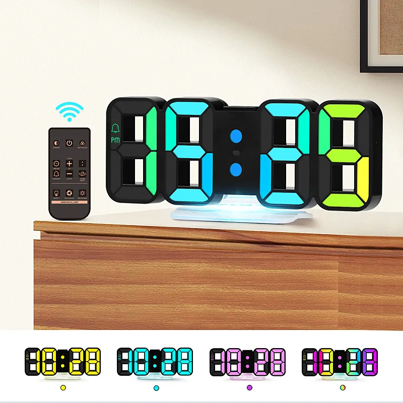 3D LED Digital Alarm Clock with Remote Control Adjustable Brightness Ambient Light Large Wall/Table Clock for Bedroom Office
3D LED Digital Alarm Clock with Remote Control Adjustable Brightness Ambient Light Large Wall/Table Clock for Bedroom Office