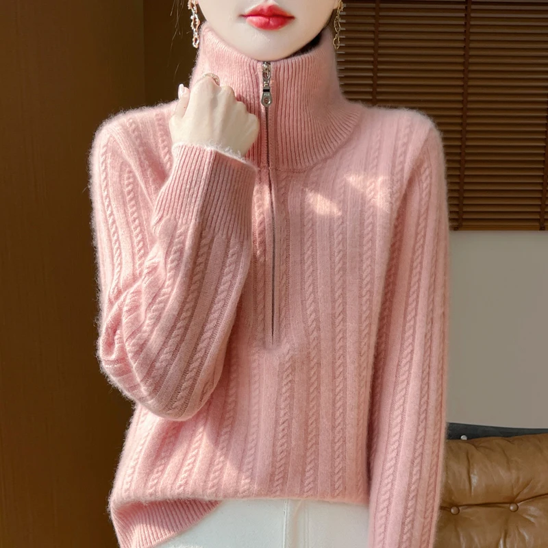100% Pure Wool Cashmere Sweater Women's 2024 Autumn Winter New Turtleneck Pullover Fashion Loose Large Size High Neck Knit Tops
100% Pure Wool Cashmere Sweater Women's 2024 Autumn Winter New Turtleneck Pullover Fashion Loose Large Size High Neck Knit Tops