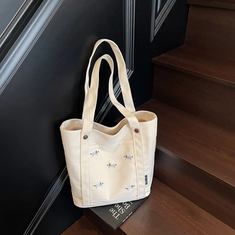 2025 Dachshund Embroidered Tote Large Canvas Bag for Commute Student Commuter Tote Bag Dachshund Design Functional 
2025 Dachshund Embroidered Tote Large Canvas Bag for Commute Student Commuter Tote Bag Dachshund Design Functional