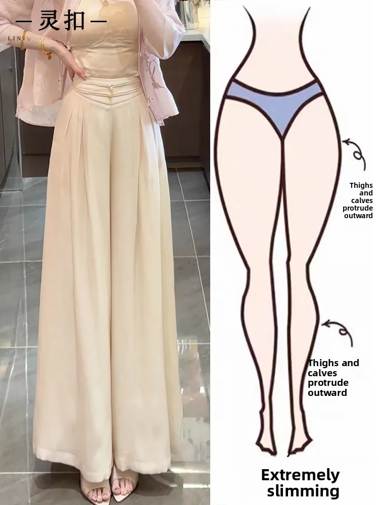 Новые китайские летние повседневные брюки с высокой талией, широкими штанинами, драпировкой, стройнящие, универсальные, длинные, элегантные, Aosphere
Новые китайские летние повседневные брюки с высокой талией, широкими штанинами, драпировкой, стройнящие, универсальные, длинные, элегантные, Aosphere