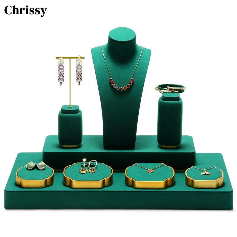 Show window jewelry display props dark green high-end ring necklace earrings bracelet jewelry display
Show window jewelry display props dark green high-end ring necklace earrings bracelet jewelry display