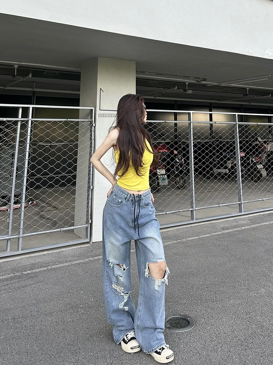 High Waist Distred Waed Denim Jeans Women's American High Street Loose Slim Wide Leg Floor-Length Pants
High Waist Distred Waed Denim Jeans Women's American High Street Loose Slim Wide Leg Floor-Length Pants