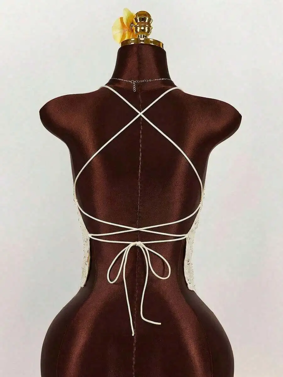 Sexy Lace Back Camisole With Crisscross Straps Deep V Neck Summer Tank Top For Women
Sexy Lace Back Camisole With Crisscross Straps Deep V Neck Summer Tank Top For Women