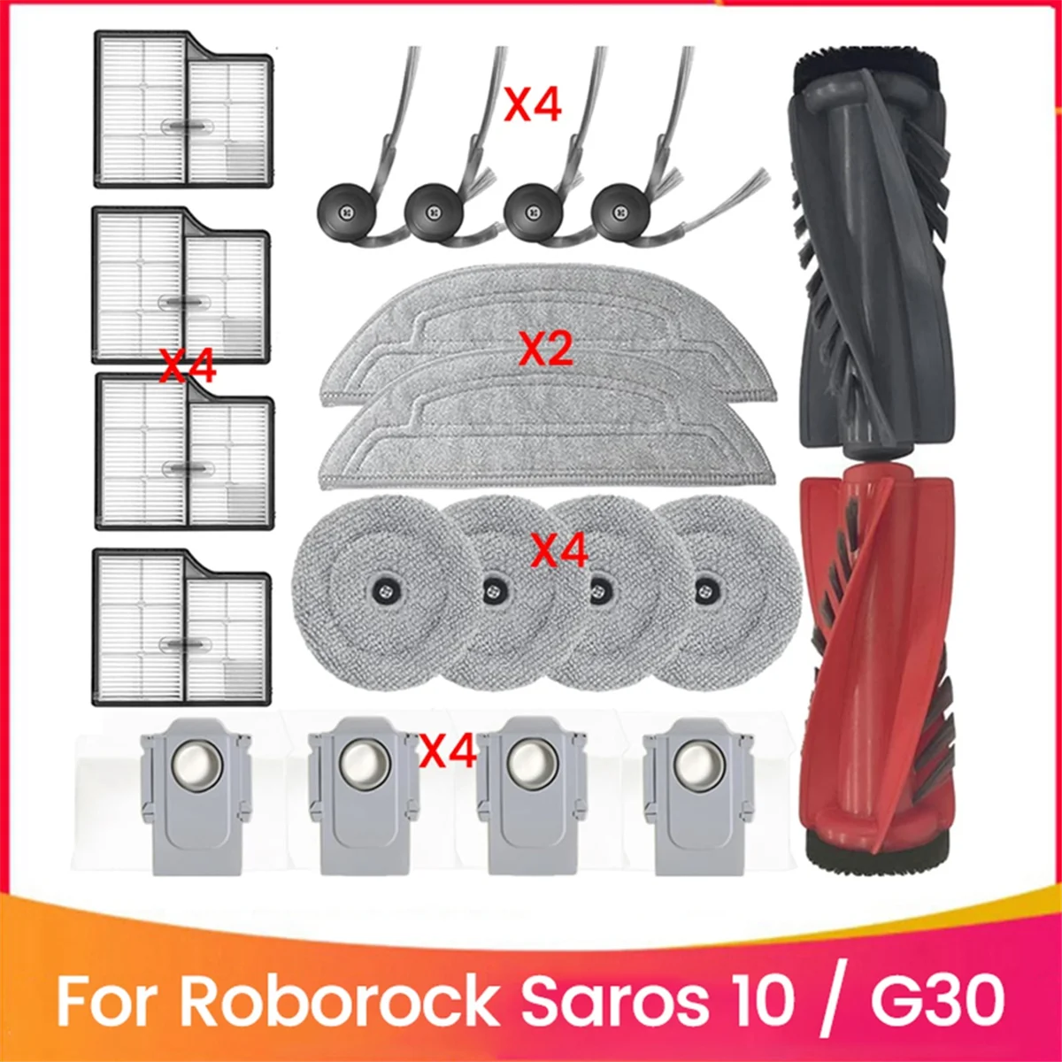 20PCS Replacement Parts for Roborock Saros 10/G30 Vacuum Cleaner Dual Main Brush Mop Pad HEPA Filter Dust Bag Side Brush
20PCS Replacement Parts for Roborock Saros 10/G30 Vacuum Cleaner Dual Main Brush Mop Pad HEPA Filter Dust Bag Side Brush