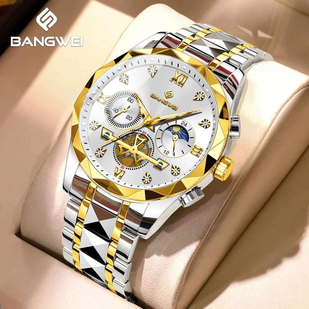 BANGWEI 2026 TOP Men's Watches Luxury Fashion Moon Phase quartz wristwatch Waterproof Watches Gift For Men Relogio Masculino+BOX
BANGWEI 2026 TOP Men's Watches Luxury Fashion Moon Phase quartz wristwatch Waterproof Watches Gift For Men Relogio Masculino+BOX