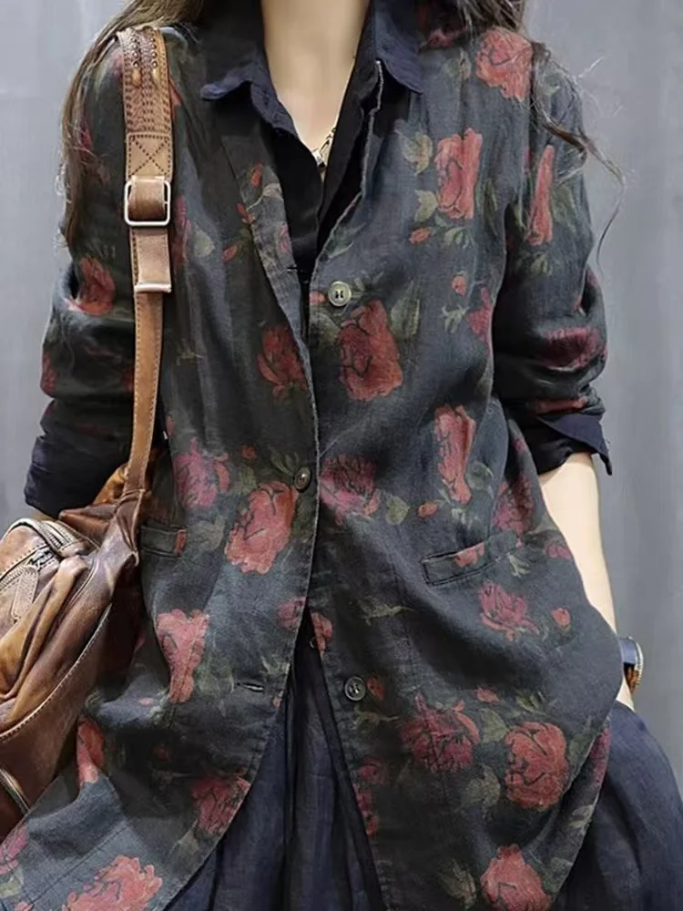 Women's Cotton Linen Suit Jaet Spring 2025 Ethnic Sle Large Size Retro irt Trendy Top Loose Fit Casual Plant Floral
Women's Cotton Linen Suit Jaet Spring 2025 Ethnic Sle Large Size Retro irt Trendy Top Loose Fit Casual Plant Floral