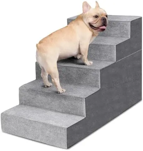 Dog Stairs for Small Dogs,5-Step Dog Steps for High Bed and Couch, High-Density Foam Pet Steps with Supporting Board, Non
Dog Stairs for Small Dogs,5-Step Dog Steps for High Bed and Couch, High-Density Foam Pet Steps with Supporting Board, Non