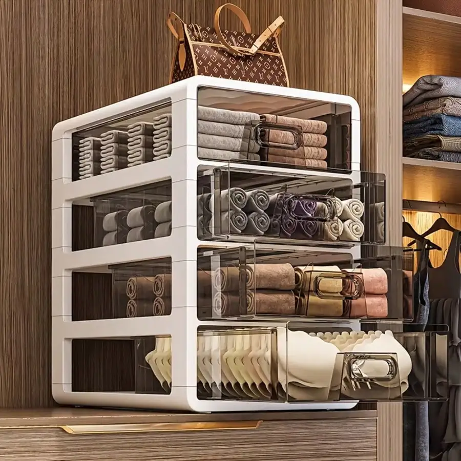 Foldable Divided Underwear Storage Organizer With Drawer Design - Stackable Closet & Dresser Vanity Organizer - Versatile Storage Container For Bras, Socks & Vanity Accessories - Stylish Room Decor & Home Organization Essential For Vanity
Foldable Divided Underwear Storage Organizer With Drawer Design - Stackable Closet & Dresser Vanity Organizer - Versatile Storage Container For Bras, Socks & Vanity Accessories - Stylish Room Decor & Home Organization Essential For Vanity