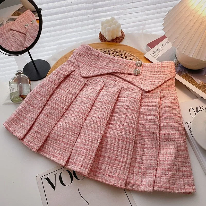 Korean Style Elastic High Waist Pleated A Line Plaid Mini Skirt for Girls Flower Blend Design Spring Autumn Kids Clothing
Korean Style Elastic High Waist Pleated A Line Plaid Mini Skirt for Girls Flower Blend Design Spring Autumn Kids Clothing