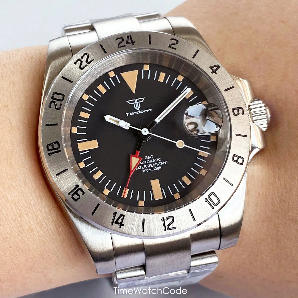 Часы Tandorio NH34A для мужчин, автоматические часы GMT, механический механизм, черный циферблат, сапфировое стекло, светящийся браслет 316L, 40 мм
Часы Tandorio NH34A для мужчин, автоматические часы GMT, механический механизм, черный циферблат, сапфировое стекло, светящийся браслет 316L, 40 мм