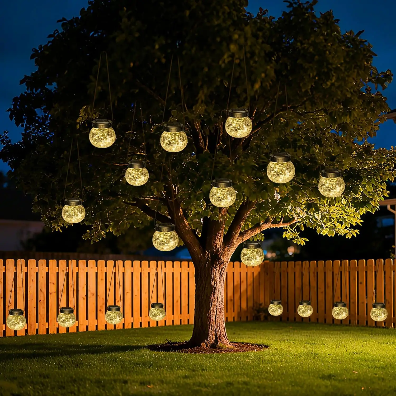 Solar Lanterns Outdoor Waterproof 18 Pack, Hanging Solar Lights with 30 LED, Cracked Glass Hanging Globes for Garden Patio Fence
Solar Lanterns Outdoor Waterproof 18 Pack, Hanging Solar Lights with 30 LED, Cracked Glass Hanging Globes for Garden Patio Fence