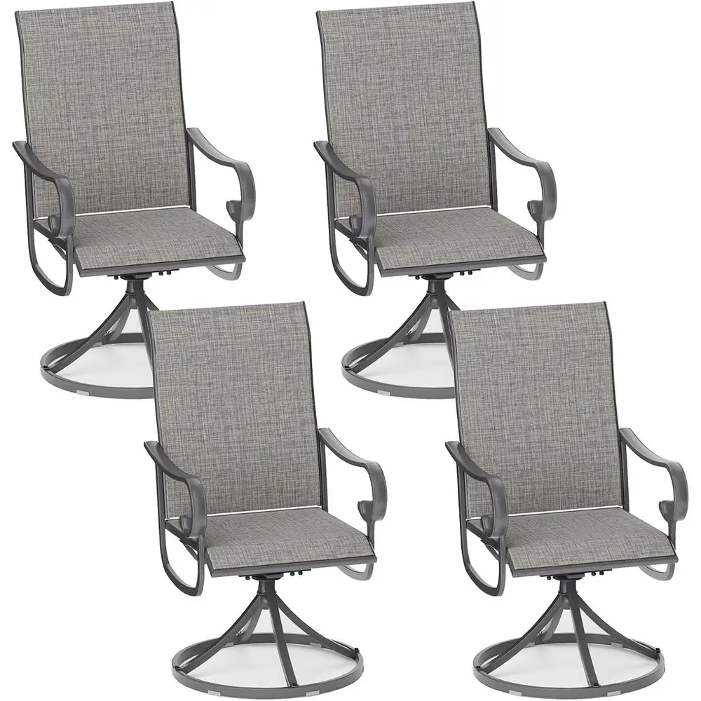 Set of 4 Outdoor Swivel Dining Chairs with High Back, Weather-Resistant Metal Frame, Suitable for Poolside and Garden, Grey
Set of 4 Outdoor Swivel Dining Chairs with High Back, Weather-Resistant Metal Frame, Suitable for Poolside and Garden, Grey