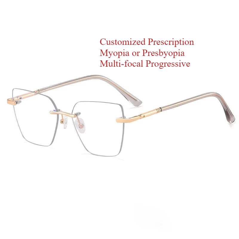 Customized Prescription Glasses Women Rimless Multi-Focal Progressive Photochromic Anti-Blue Light Myopia Hyperopia Eyeglasses
Customized Prescription Glasses Women Rimless Multi-Focal Progressive Photochromic Anti-Blue Light Myopia Hyperopia Eyeglasses