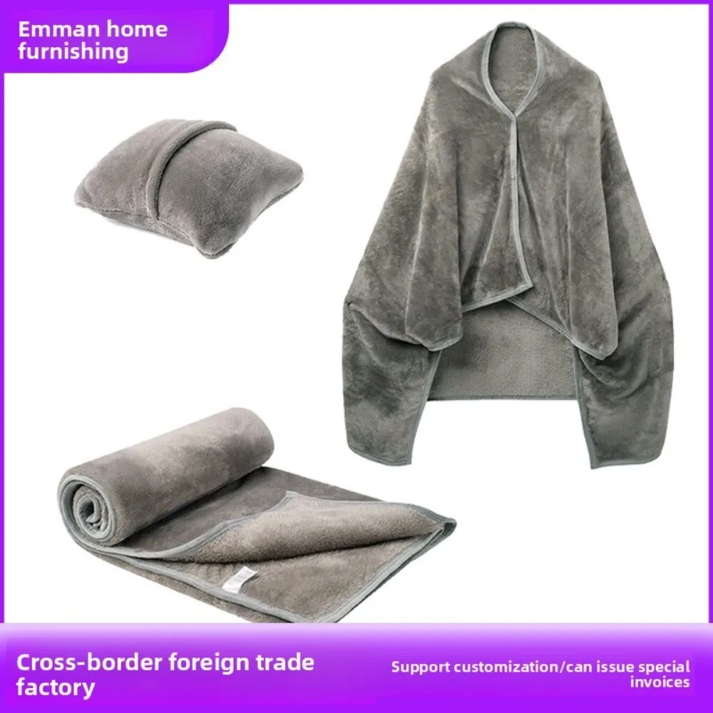 2 in 1 Multifunctional Travel Blanket with Built in Neck Pillow Made of Soft Flannel for Airplane Car Camping Outdoor Use 
2 in 1 Multifunctional Travel Blanket with Built in Neck Pillow Made of Soft Flannel for Airplane Car Camping Outdoor Use