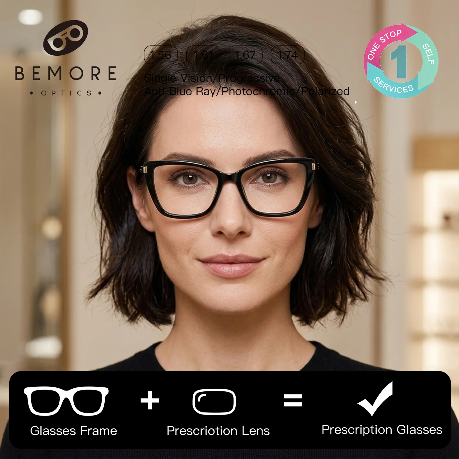 BEMORE Woman Handmade Acetate Square Medical Eyeglasses Blue Light Filter Progressive Butterfly Multifocal Prescription Glasses
BEMORE Woman Handmade Acetate Square Medical Eyeglasses Blue Light Filter Progressive Butterfly Multifocal Prescription Glasses