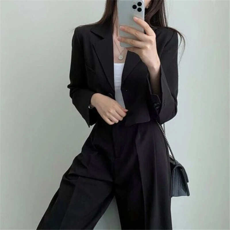 Korean Style Two Piece Suit Women Spring Fahion High Waist Wide Leg Trousers Set Vintage Lapel Formal Office Wear Outfits 2025
Korean Style Two Piece Suit Women Spring Fahion High Waist Wide Leg Trousers Set Vintage Lapel Formal Office Wear Outfits 2025