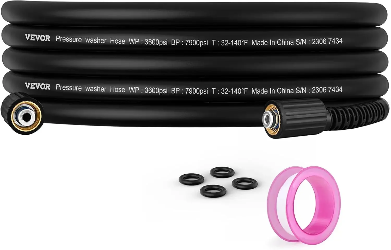 Pressure Washer Hose, 25FT X 1/4" Kink Free M22-14mm Brass Thread, Replacement For Most Brand Pressure Washers
Pressure Washer Hose, 25FT X 1/4" Kink Free M22-14mm Brass Thread, Replacement For Most Brand Pressure Washers