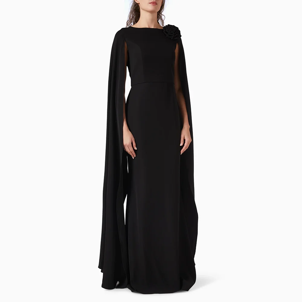 Simple Black Boat Neck Prom Dress with Flower Prom Gown Straight Long Length Evening Dress Customized 2026
Simple Black Boat Neck Prom Dress with Flower Prom Gown Straight Long Length Evening Dress Customized 2026