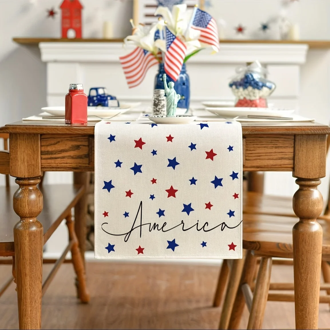 1PC American Stars and Stripes table runner - Memorial Day Patriotic Holiday Kitchen Table Decoration, Party Decorations
1PC American Stars and Stripes table runner - Memorial Day Patriotic Holiday Kitchen Table Decoration, Party Decorations