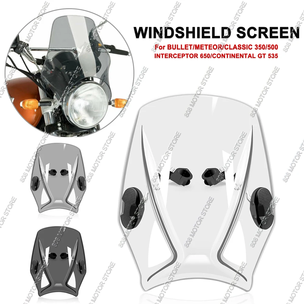 For Bullet/Meteor/Classic 350 500 Scram 411 Interceptor 650 Motorcycle Universal Windscreen Windshield Covers Screen