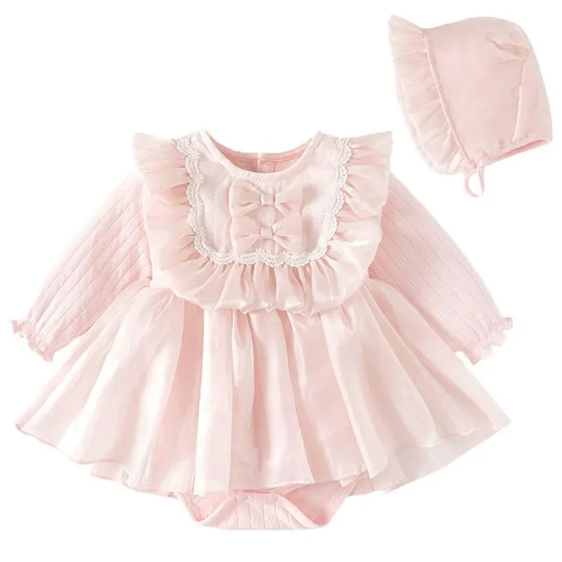Spring Costumes Kids Girls Clothes Korean Cute Bow Pink Mesh Long Sleeve Baby Birthday Dresses+Hat Toddler Princess Dress B038 
Spring Costumes Kids Girls Clothes Korean Cute Bow Pink Mesh Long Sleeve Baby Birthday Dresses+Hat Toddler Princess Dress B038
